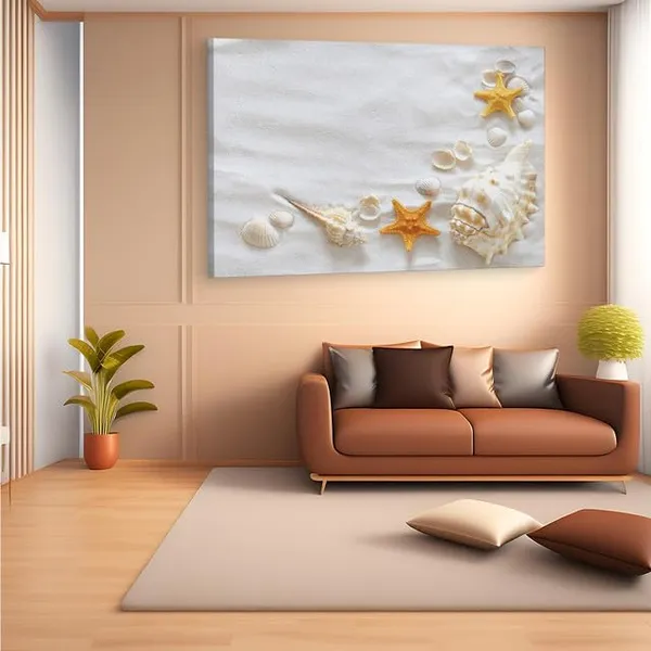 Multicolor_Yopriceville_Sand_And_Shells,_Wooden_Framed_Canvas_Paintings_|_For_Home_Decor_|_Bedroom,_Living_Room,Wall_Decoration_|_Wall_Art_Painting,_Ct0697,_Size_16_X_24_In