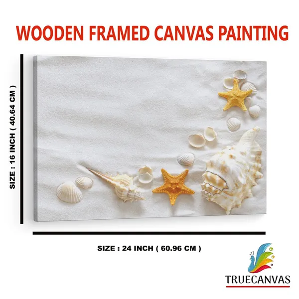 Multicolor_Yopriceville_Sand_And_Shells,_Wooden_Framed_Canvas_Paintings_|_For_Home_Decor_|_Bedroom,_Living_Room,Wall_Decoration_|_Wall_Art_Painting,_Ct0697,_Size_16_X_24_In