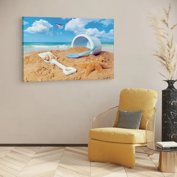 Multicolor_Beach_Scene_Bucket_And_Spade,_Wooden_Framed_Canvas_Paintings_|_For_Home_Decor_|_Bedroom,_Living_Room,Wall_Decoration_|_Wall_Art_Painting,_Ct0699,_Size_16_X_24_In