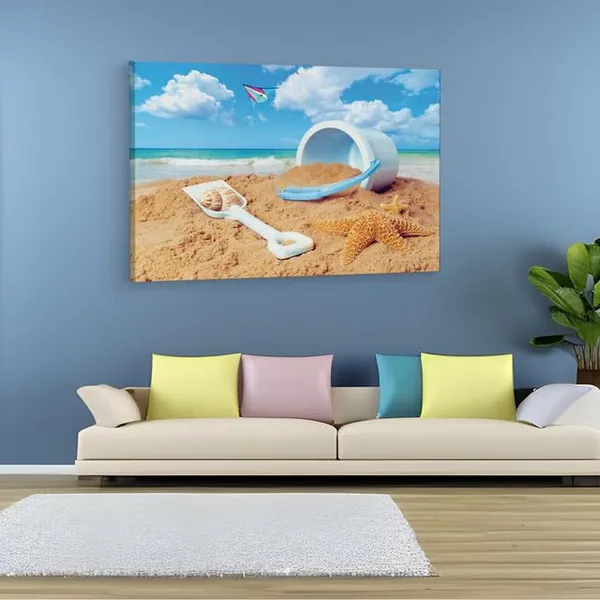 Multicolor_Beach_Scene_Bucket_And_Spade,_Wooden_Framed_Canvas_Paintings_|_For_Home_Decor_|_Bedroom,_Living_Room,Wall_Decoration_|_Wall_Art_Painting,_Ct0699,_Size_16_X_24_In