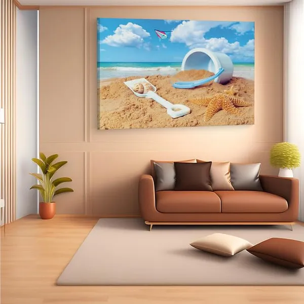 Multicolor_Beach_Scene_Bucket_And_Spade,_Wooden_Framed_Canvas_Paintings_|_For_Home_Decor_|_Bedroom,_Living_Room,Wall_Decoration_|_Wall_Art_Painting,_Ct0699,_Size_16_X_24_In
