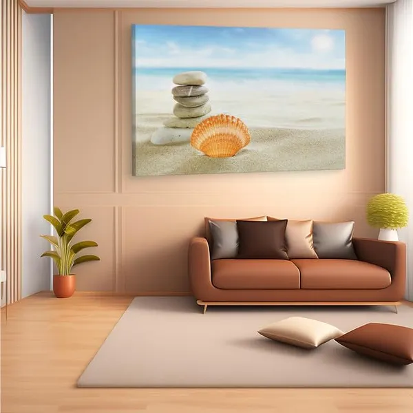 Multicolor_Golden_Sand_Beach_Shell,_Wooden_Framed_Canvas_Paintings_|_For_Home_Decor_|_Bedroom,_Living_Room,Wall_Decoration_|_Wall_Art_Painting,_Ct0700,_Size_16_X_24_In