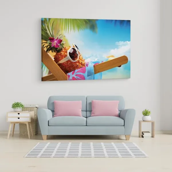 Multicolor_Beach_Party_Starfish_Pineapple_Flowers,_Wooden_Framed_Canvas_Paintings_|_For_Home_Decor_|_Bedroom,_Living_Room,Wall_Decoration_|_Wall_Art_Painting,_Ct0704,_Size_16_X_24_In
