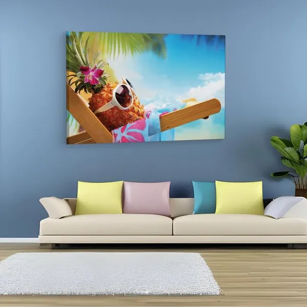 Multicolor_Beach_Party_Starfish_Pineapple_Flowers,_Wooden_Framed_Canvas_Paintings_|_For_Home_Decor_|_Bedroom,_Living_Room,Wall_Decoration_|_Wall_Art_Painting,_Ct0704,_Size_16_X_24_In
