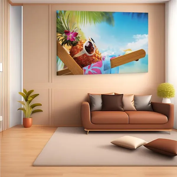 Multicolor_Beach_Party_Starfish_Pineapple_Flowers,_Wooden_Framed_Canvas_Paintings_|_For_Home_Decor_|_Bedroom,_Living_Room,Wall_Decoration_|_Wall_Art_Painting,_Ct0704,_Size_16_X_24_In