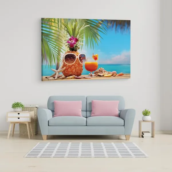 Multicolor_Ms_Ananas_Cup_Cocktail_On_Beach,_Wooden_Framed_Canvas_Paintings_|_For_Home_Decor_|_Bedroom,_Living_Room,Wall_Decoration_|_Wall_Art_Painting,_Ct0705,_Size_16_X_24_In