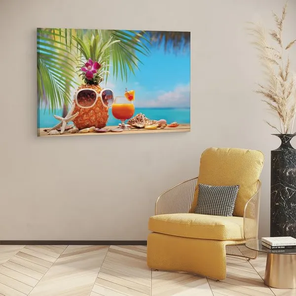 Multicolor_Ms_Ananas_Cup_Cocktail_On_Beach,_Wooden_Framed_Canvas_Paintings_|_For_Home_Decor_|_Bedroom,_Living_Room,Wall_Decoration_|_Wall_Art_Painting,_Ct0705,_Size_16_X_24_In