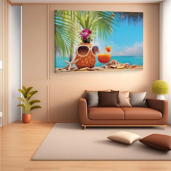 Multicolor_Ms_Ananas_Cup_Cocktail_On_Beach,_Wooden_Framed_Canvas_Paintings_|_For_Home_Decor_|_Bedroom,_Living_Room,Wall_Decoration_|_Wall_Art_Painting,_Ct0705,_Size_16_X_24_In