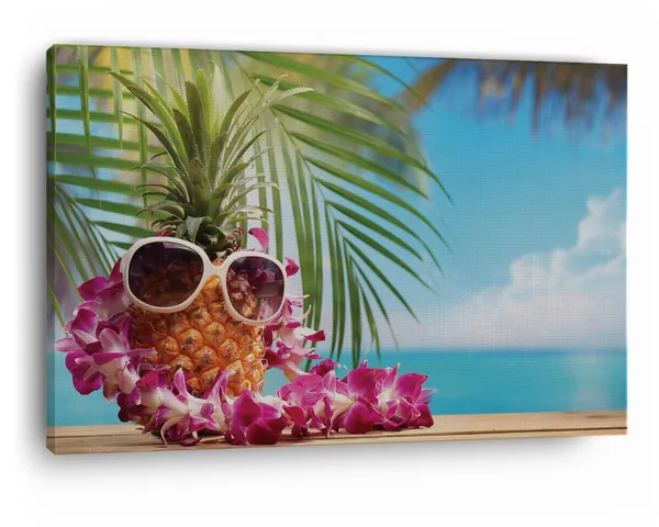 Multicolor_Beach_Party_Starfish_Pineapple_Flowers,_Wooden_Framed_Canvas_Paintings_|_For_Home_Decor_|_Bedroom,_Living_Room,Wall_Decoration_|_Wall_Art_Painting,_Ct0706,_Size_16_X_24_In