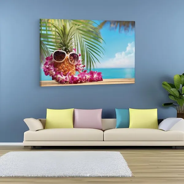 Multicolor_Beach_Party_Starfish_Pineapple_Flowers,_Wooden_Framed_Canvas_Paintings_|_For_Home_Decor_|_Bedroom,_Living_Room,Wall_Decoration_|_Wall_Art_Painting,_Ct0706,_Size_16_X_24_In