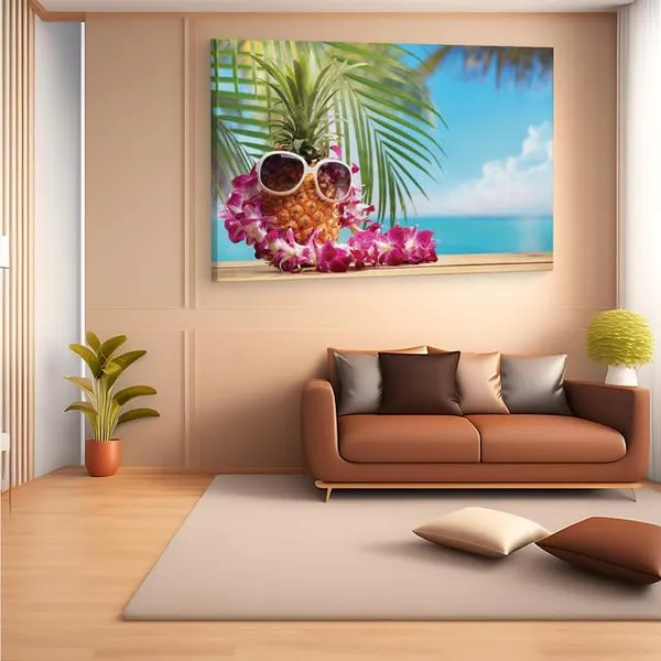 Multicolor_Beach_Party_Starfish_Pineapple_Flowers,_Wooden_Framed_Canvas_Paintings_|_For_Home_Decor_|_Bedroom,_Living_Room,Wall_Decoration_|_Wall_Art_Painting,_Ct0706,_Size_16_X_24_In