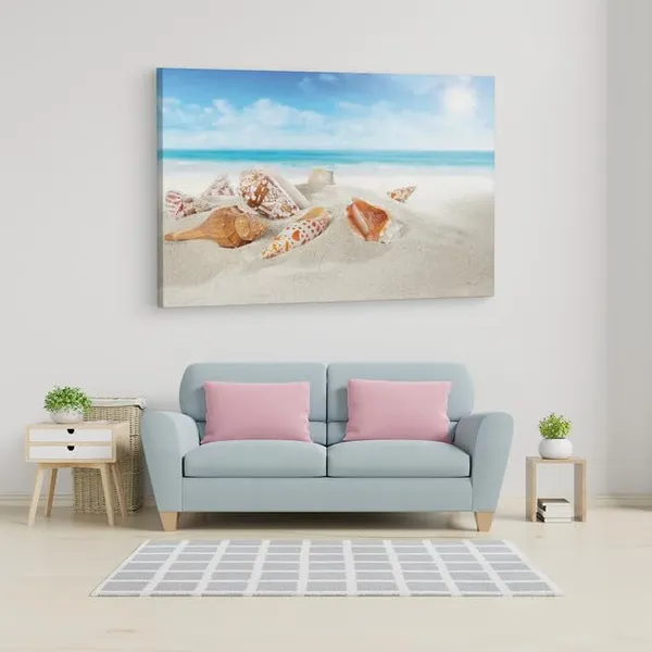 Multicolor_Seashell_Beach,_Wooden_Framed_Canvas_Paintings_|_For_Home_Decor_|_Bedroom,_Living_Room,Wall_Decoration_|_Wall_Art_Painting,_Ct0709,_Size_16_X_24_In
