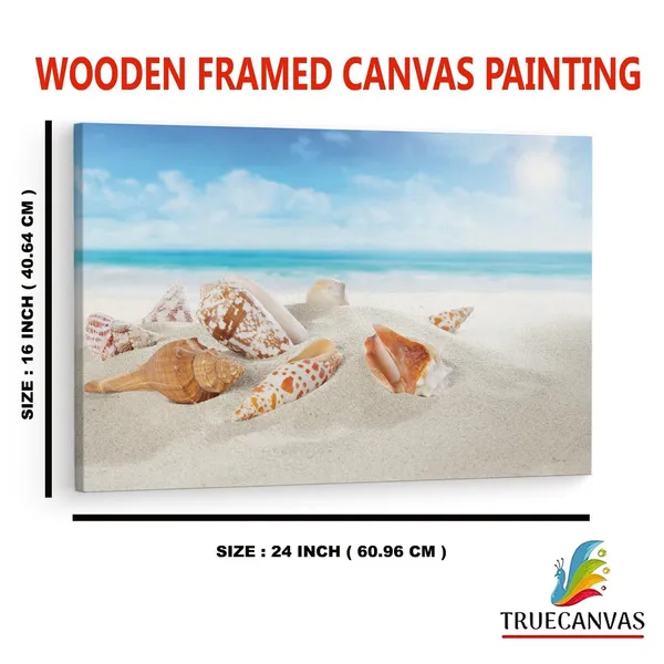 Multicolor_Seashell_Beach,_Wooden_Framed_Canvas_Paintings_|_For_Home_Decor_|_Bedroom,_Living_Room,Wall_Decoration_|_Wall_Art_Painting,_Ct0709,_Size_16_X_24_In