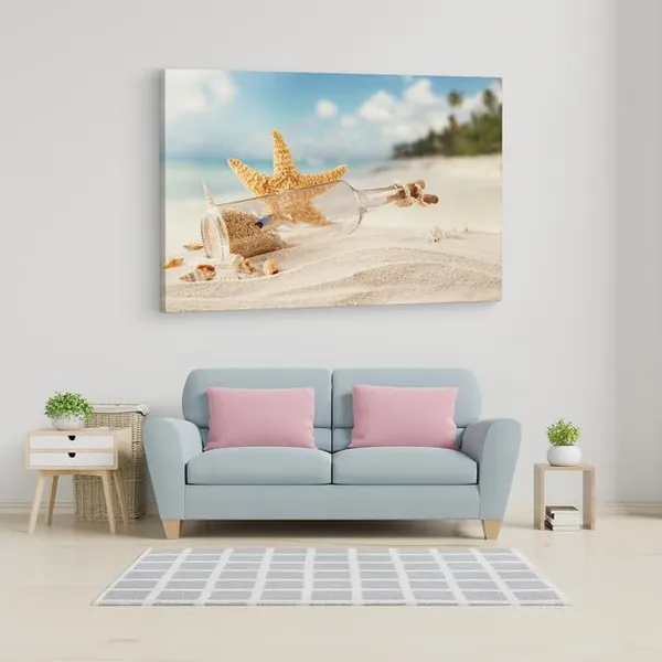 Multicolor_Beach_Seashell_Bottle,_Wooden_Framed_Canvas_Paintings_|_For_Home_Decor_|_Bedroom,_Living_Room,Wall_Decoration_|_Wall_Art_Painting,_Ct0712,_Size_16_X_24_In