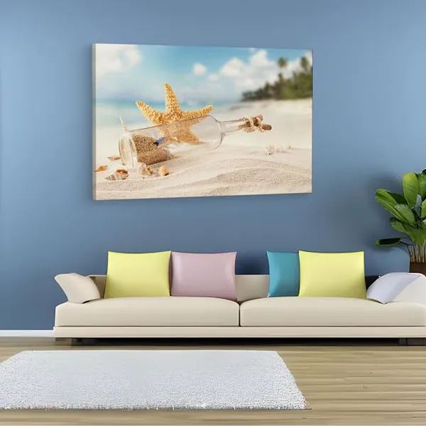 Multicolor_Beach_Seashell_Bottle,_Wooden_Framed_Canvas_Paintings_|_For_Home_Decor_|_Bedroom,_Living_Room,Wall_Decoration_|_Wall_Art_Painting,_Ct0712,_Size_16_X_24_In