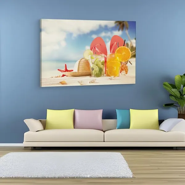 Multicolor_Tropical_Sunset_Fruit_Beach_Sand_Vacation,_Wooden_Framed_Canvas_Paintings_|_For_Home_Decor_|_Bedroom,_Living_Room,Wall_Decoration_|_Wall_Art_Painting,_Ct0714,_Size_16_X_24_In