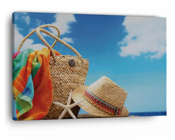 Multicolor_Beach_Accessories_On_Tropical_Island,_Wooden_Framed_Canvas_Paintings_|_For_Home_Decor_|_Bedroom,_Living_Room,Wall_Decoration_|_Wall_Art_Painting,_Ct0718,_Size_16_X_24_In