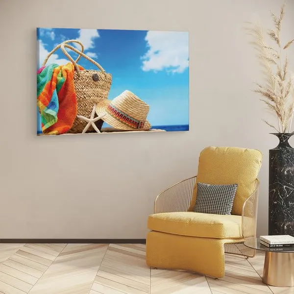 Multicolor_Beach_Accessories_On_Tropical_Island,_Wooden_Framed_Canvas_Paintings_|_For_Home_Decor_|_Bedroom,_Living_Room,Wall_Decoration_|_Wall_Art_Painting,_Ct0718,_Size_16_X_24_In
