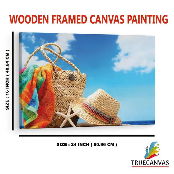 Multicolor_Beach_Accessories_On_Tropical_Island,_Wooden_Framed_Canvas_Paintings_|_For_Home_Decor_|_Bedroom,_Living_Room,Wall_Decoration_|_Wall_Art_Painting,_Ct0718,_Size_16_X_24_In