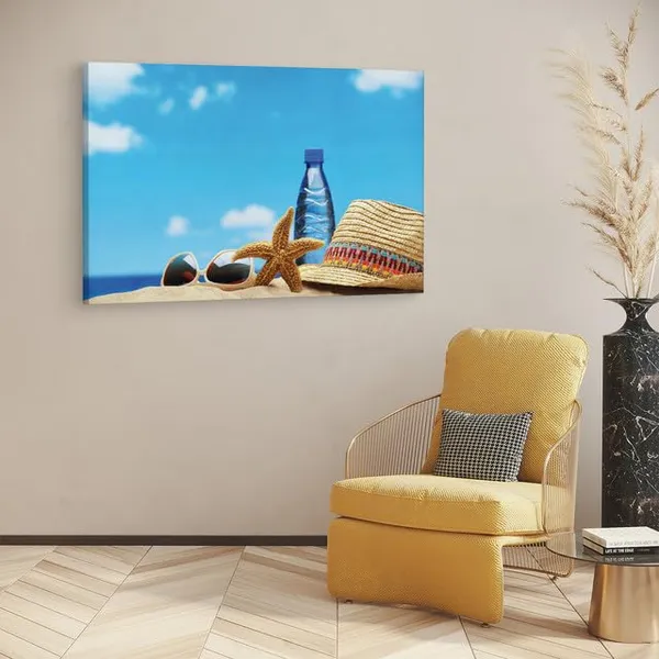 Multicolor_Cool_Summer,_Bottle,_Starfish,_Gat,_Sunglass,_Wooden_Framed_Canvas_Paintings_|_For_Home_Decor_|_Bedroom,_Living_Room,Wall_Decoration_|_Wall_Art_Painting,_Ct0720,_Size_16_X_24_In