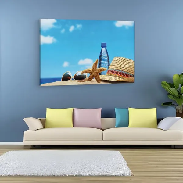 Multicolor_Cool_Summer,_Bottle,_Starfish,_Gat,_Sunglass,_Wooden_Framed_Canvas_Paintings_|_For_Home_Decor_|_Bedroom,_Living_Room,Wall_Decoration_|_Wall_Art_Painting,_Ct0720,_Size_16_X_24_In