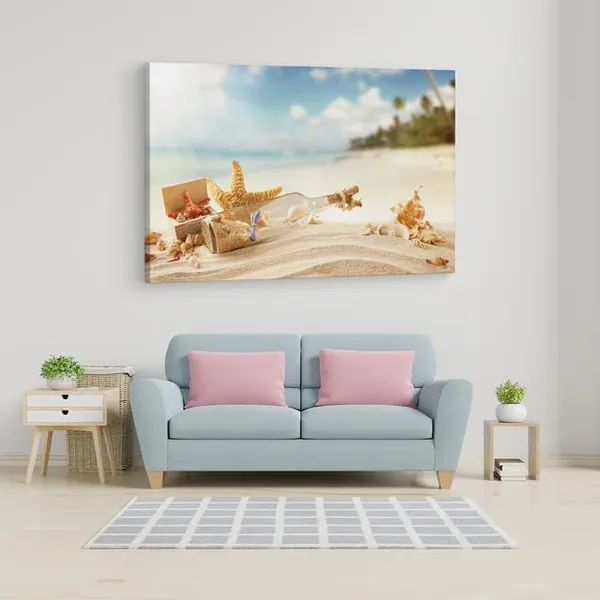 Multicolor_Beach_Seashell_Bottle,_Wooden_Framed_Canvas_Paintings_|_For_Home_Decor_|_Bedroom,_Living_Room,Wall_Decoration_|_Wall_Art_Painting,_Ct0726,_Size_16_X_24_In
