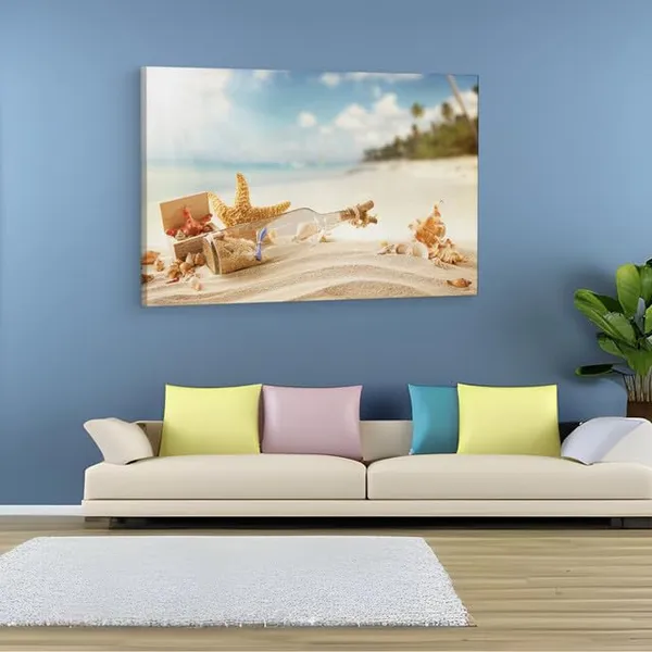 Multicolor_Beach_Seashell_Bottle,_Wooden_Framed_Canvas_Paintings_|_For_Home_Decor_|_Bedroom,_Living_Room,Wall_Decoration_|_Wall_Art_Painting,_Ct0726,_Size_16_X_24_In
