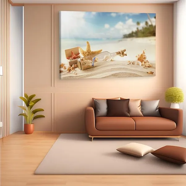 Multicolor_Beach_Seashell_Bottle,_Wooden_Framed_Canvas_Paintings_|_For_Home_Decor_|_Bedroom,_Living_Room,Wall_Decoration_|_Wall_Art_Painting,_Ct0726,_Size_16_X_24_In