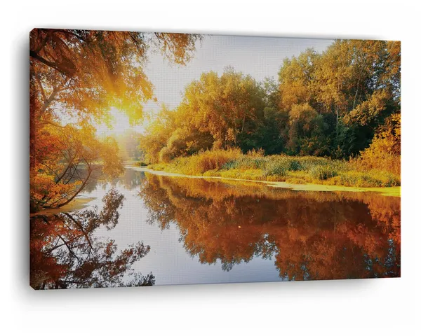 Multicolor_Autumn_Trees_Lake_Bright_Sun,_Wooden_Framed_Canvas_Paintings_|_For_Home_Decor_|_Bedroom,_Living_Room,Wall_Decoration_|_Wall_Art_Painting,_Ct0799,_Size_16_X_24_In
