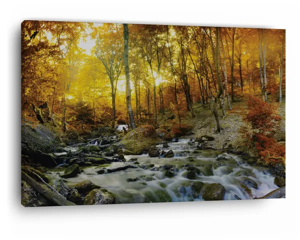 Multicolor_Autumn_Creek_Woods_Wall_Mural,_Wooden_Framed_Canvas_Paintings_|_For_Home_Decor_|_Bedroom,_Living_Room,Wall_Decoration_|_Wall_Art_Painting,_Ct0802,_Size_16_X_24_In