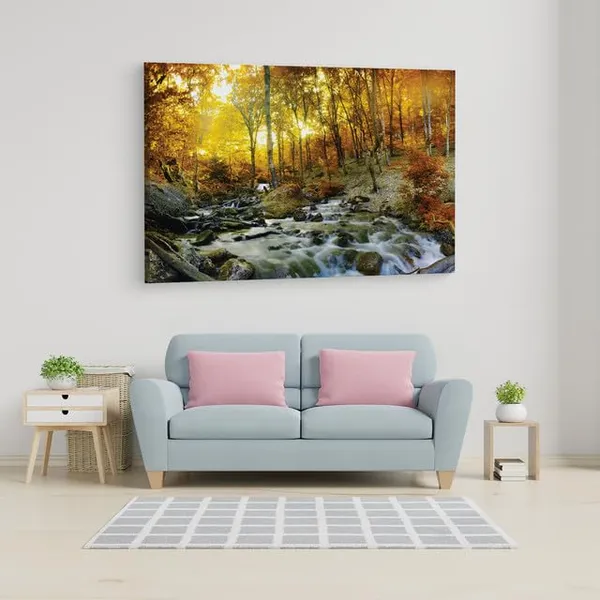 Multicolor_Autumn_Creek_Woods_Wall_Mural,_Wooden_Framed_Canvas_Paintings_|_For_Home_Decor_|_Bedroom,_Living_Room,Wall_Decoration_|_Wall_Art_Painting,_Ct0802,_Size_16_X_24_In