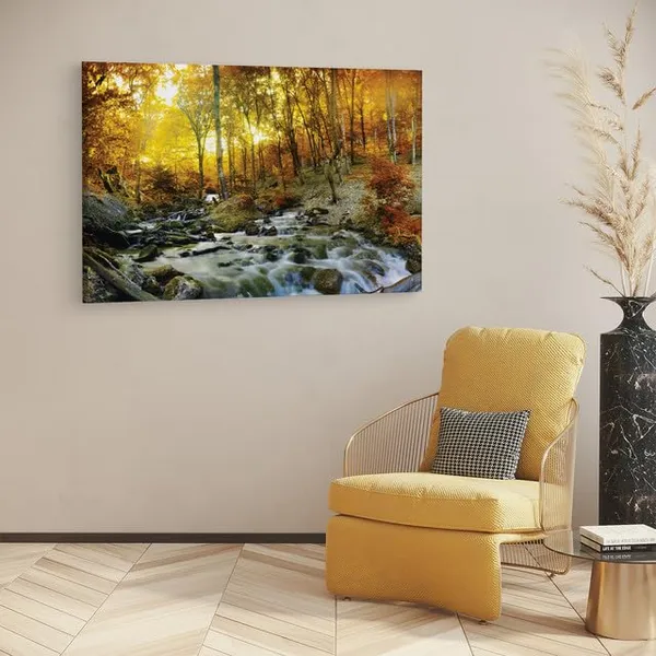 Multicolor_Autumn_Creek_Woods_Wall_Mural,_Wooden_Framed_Canvas_Paintings_|_For_Home_Decor_|_Bedroom,_Living_Room,Wall_Decoration_|_Wall_Art_Painting,_Ct0802,_Size_16_X_24_In