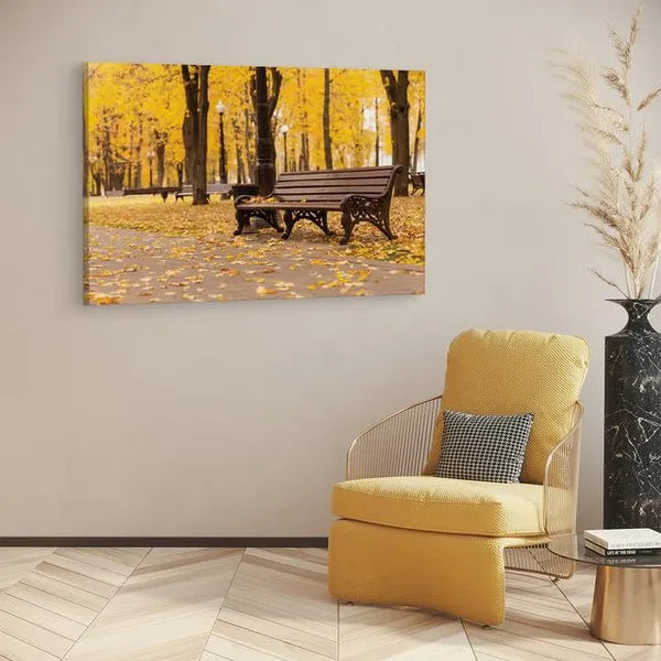 Multicolor_Autumn_Park_Bench_Scene_Nature_Mural,_Wooden_Framed_Canvas_Paintings_|_For_Home_Decor_|_Bedroom,_Living_Room,Wall_Decoration_|_Wall_Art_Painting,_Ct0809,_Size_16_X_24_In