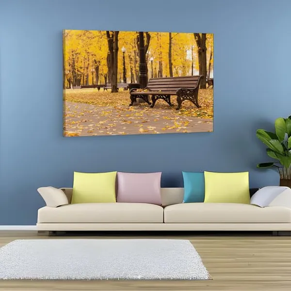 Multicolor_Autumn_Park_Bench_Scene_Nature_Mural,_Wooden_Framed_Canvas_Paintings_|_For_Home_Decor_|_Bedroom,_Living_Room,Wall_Decoration_|_Wall_Art_Painting,_Ct0809,_Size_16_X_24_In