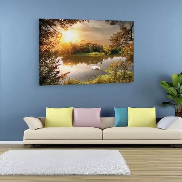 Multicolor_Papermoon_Fototapete_Schwan,_Wooden_Framed_Canvas_Paintings_|_For_Home_Decor_|_Bedroom,_Living_Room,Wall_Decoration_|_Wall_Art_Painting,_Ct0811,_Size_16_X_24_In