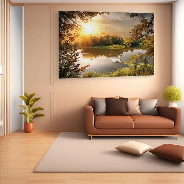 Multicolor_Papermoon_Fototapete_Schwan,_Wooden_Framed_Canvas_Paintings_|_For_Home_Decor_|_Bedroom,_Living_Room,Wall_Decoration_|_Wall_Art_Painting,_Ct0811,_Size_16_X_24_In