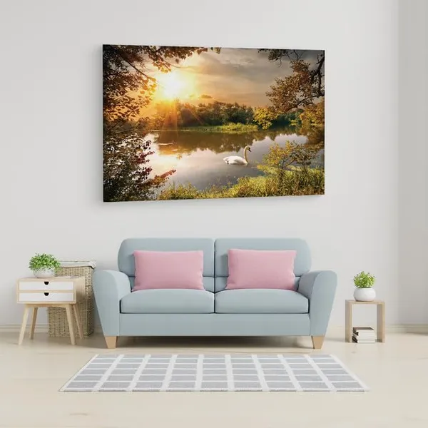 Multicolor_Papermoon_Fototapete_Schwan,_Wooden_Framed_Canvas_Paintings_|_For_Home_Decor_|_Bedroom,_Living_Room,Wall_Decoration_|_Wall_Art_Painting,_Ct0811,_Size_16_X_24_In