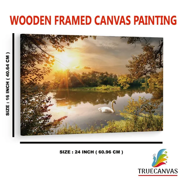 Multicolor_Papermoon_Fototapete_Schwan,_Wooden_Framed_Canvas_Paintings_|_For_Home_Decor_|_Bedroom,_Living_Room,Wall_Decoration_|_Wall_Art_Painting,_Ct0811,_Size_16_X_24_In