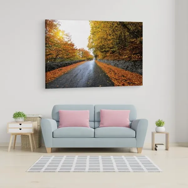 Multicolor_|_Forest_Road_Yellow_Tree_With_Sun,_Wooden_Framed_Canvas_Paintings_|_For_Home_Decor_|_Bedroom,_Living_Room,Wall_Decoration_|_Wall_Art_Painting,_Ct0822,_Size_16_X_24_In