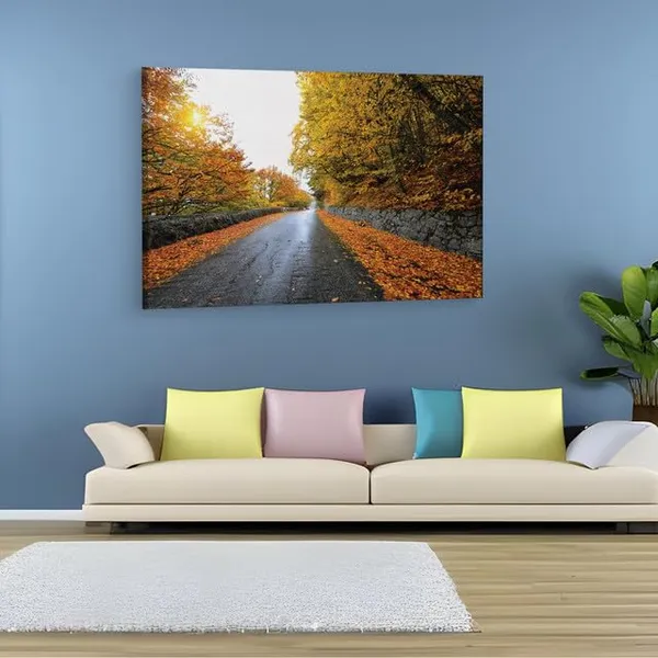 Multicolor_|_Forest_Road_Yellow_Tree_With_Sun,_Wooden_Framed_Canvas_Paintings_|_For_Home_Decor_|_Bedroom,_Living_Room,Wall_Decoration_|_Wall_Art_Painting,_Ct0822,_Size_16_X_24_In