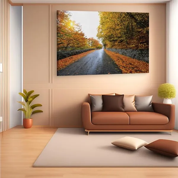 Multicolor_|_Forest_Road_Yellow_Tree_With_Sun,_Wooden_Framed_Canvas_Paintings_|_For_Home_Decor_|_Bedroom,_Living_Room,Wall_Decoration_|_Wall_Art_Painting,_Ct0822,_Size_16_X_24_In