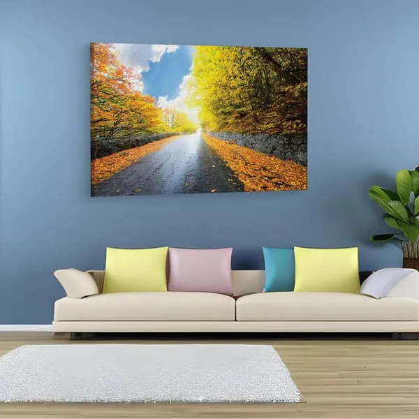 Multicolor_|_Forest_Road_Yellow_Tree_With_Sun,_Wooden_Framed_Canvas_Paintings_|_For_Home_Decor_|_Bedroom,_Living_Room,Wall_Decoration_|_Wall_Art_Painting,_Ct0823,_Size_16_X_24_In