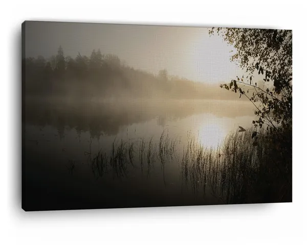 Multicolor_Morning'S_Fog_Over_The_Lake,_Wooden_Framed_Canvas_Paintings_|_For_Home_Decor_|_Bedroom,_Living_Room,Wall_Decoration_|_Wall_Art_Painting,_Ct0862,_Size_16_X_24_In