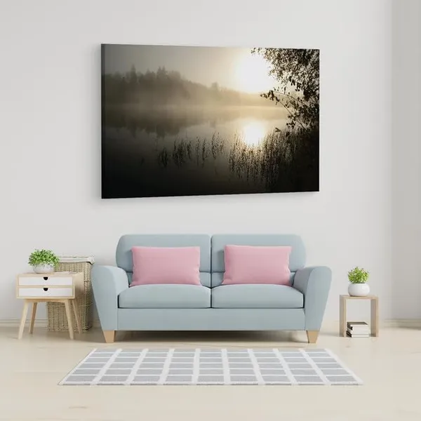 Multicolor_Morning'S_Fog_Over_The_Lake,_Wooden_Framed_Canvas_Paintings_|_For_Home_Decor_|_Bedroom,_Living_Room,Wall_Decoration_|_Wall_Art_Painting,_Ct0862,_Size_16_X_24_In