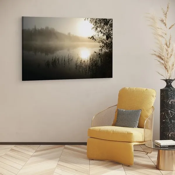 Multicolor_Morning'S_Fog_Over_The_Lake,_Wooden_Framed_Canvas_Paintings_|_For_Home_Decor_|_Bedroom,_Living_Room,Wall_Decoration_|_Wall_Art_Painting,_Ct0862,_Size_16_X_24_In