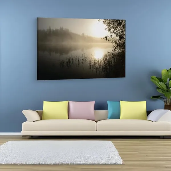 Multicolor_Morning'S_Fog_Over_The_Lake,_Wooden_Framed_Canvas_Paintings_|_For_Home_Decor_|_Bedroom,_Living_Room,Wall_Decoration_|_Wall_Art_Painting,_Ct0862,_Size_16_X_24_In
