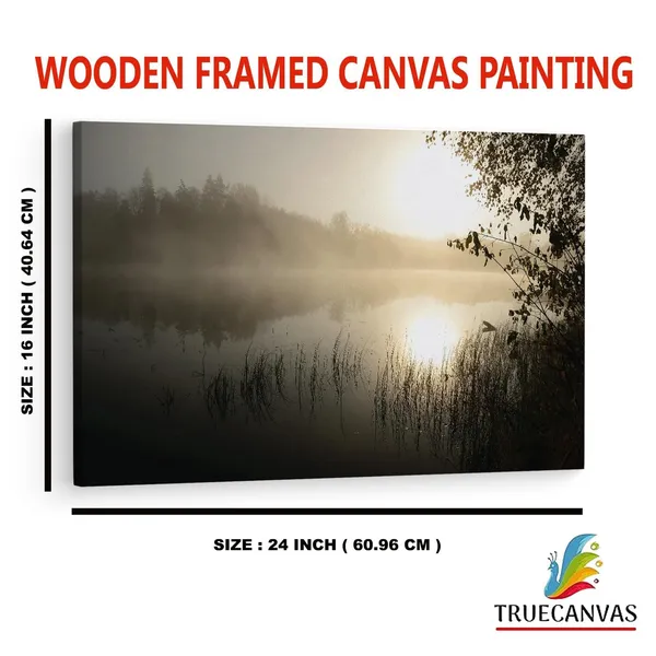Multicolor_Morning'S_Fog_Over_The_Lake,_Wooden_Framed_Canvas_Paintings_|_For_Home_Decor_|_Bedroom,_Living_Room,Wall_Decoration_|_Wall_Art_Painting,_Ct0862,_Size_16_X_24_In
