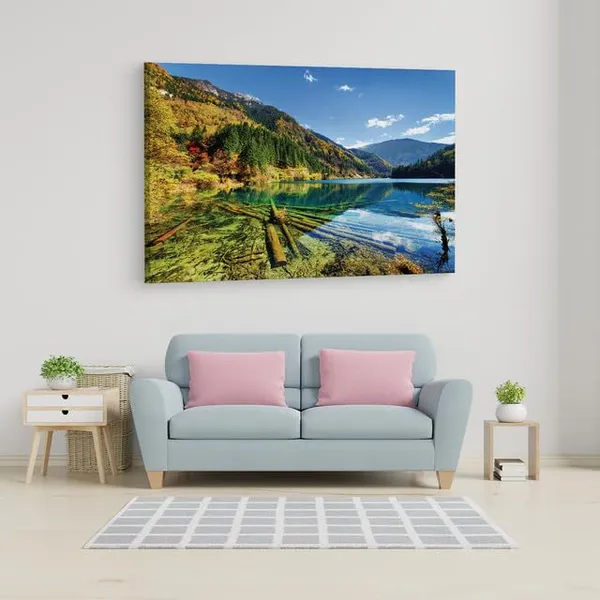 Multicolor_Jiuzhai_Valley_National_Park,_Wooden_Framed_Canvas_Paintings_|_For_Home_Decor_|_Bedroom,_Living_Room,Wall_Decoration_|_Wall_Art_Painting,_Ct0898,_Size_16_X_24_In