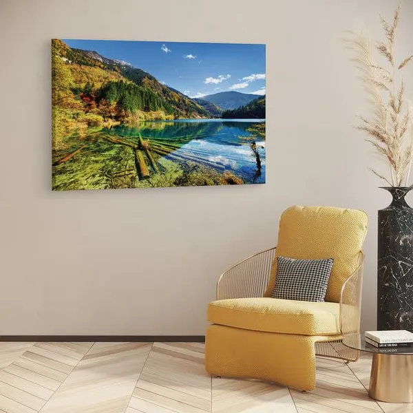 Multicolor_Jiuzhai_Valley_National_Park,_Wooden_Framed_Canvas_Paintings_|_For_Home_Decor_|_Bedroom,_Living_Room,Wall_Decoration_|_Wall_Art_Painting,_Ct0898,_Size_16_X_24_In
