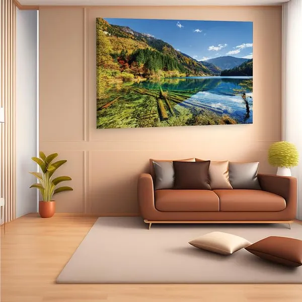 Multicolor_Jiuzhai_Valley_National_Park,_Wooden_Framed_Canvas_Paintings_|_For_Home_Decor_|_Bedroom,_Living_Room,Wall_Decoration_|_Wall_Art_Painting,_Ct0898,_Size_16_X_24_In
